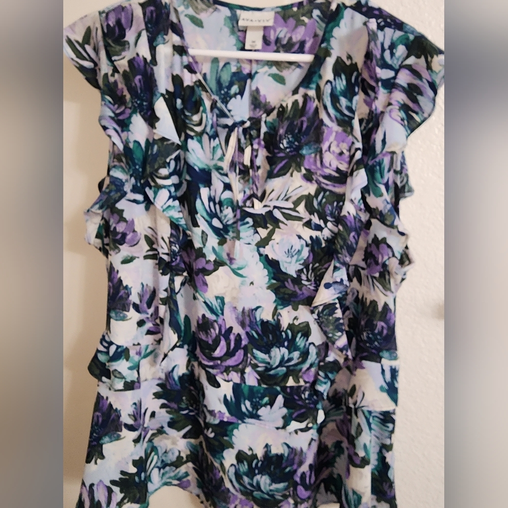 Ava & Viv floral ruffle blouse